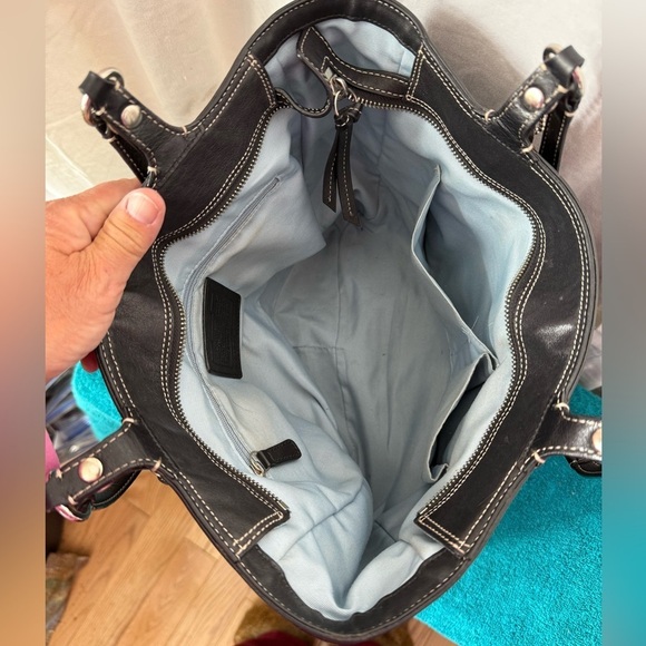 Coach Vintage North/South  Gallery City Tote F15158 Black Leather W/ Hangtag EUC - Picture 7 of 9